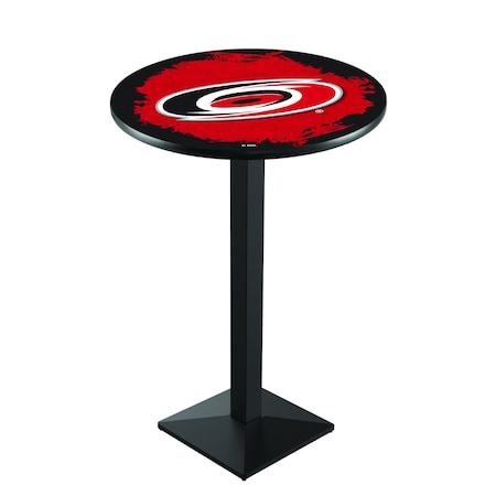 Holland Bar Stool Co 36" Blk Wrinkle Carolina Hurricanes Pub Table L217B3628CarHur